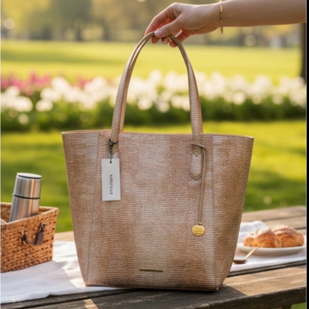 Brahmin Jayden Gold Assorted Genuine Leather Tote NWT